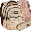 PLECAK BACKUP SZKOLNY MŁODZIEŻOWY DLA DZIEWCZYNY BEŻOWE PIESKI KOMPLET 3w1